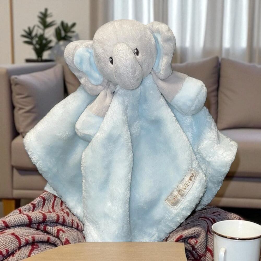 Blankets & Beyond Elephant Lovey Blue Gray Security Blanket Plush Nursery Toy